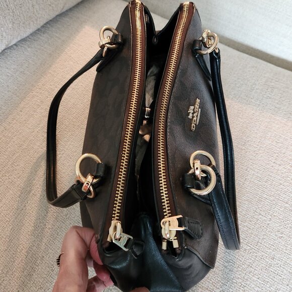 Coach Christie Carryall Signature Dark Brown Shoulder Bag Satchel Purse - Picture 7 of 9